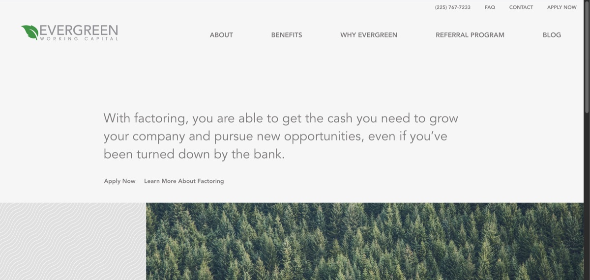 Evergreen Working Capital website